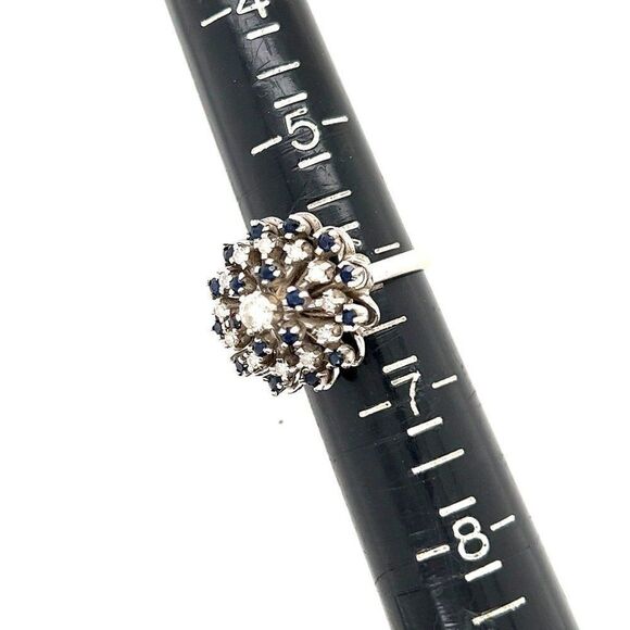 Stunning 14k Sapphires & Diamonds Vintage Ring - Picture 13 of 16
